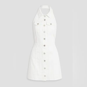 NWT Alice + Olivia White Halter Denim Mini Dress, Size 6US